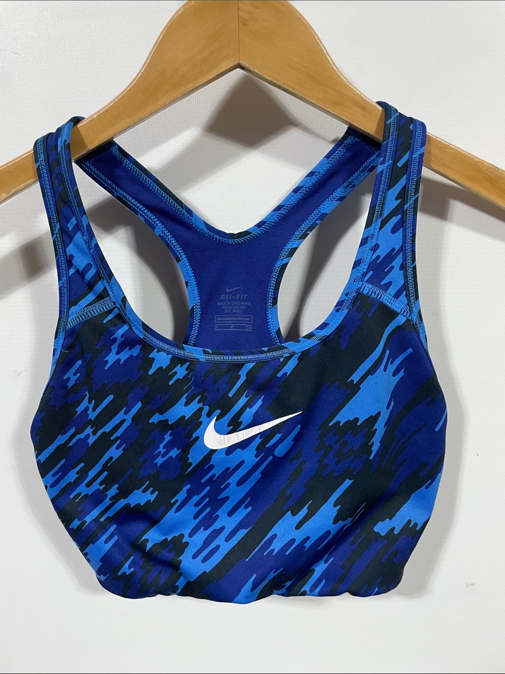 Nike Blue & Black Camo Racerback Bikini Top